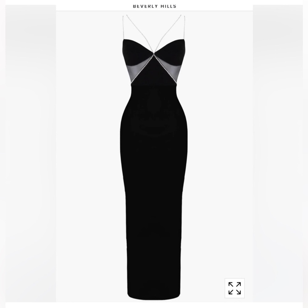 Heiress Beverly Hills Black Diamanté Strap Cutout Maxi Dress